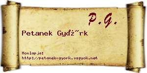 Petanek Györk névjegykártya